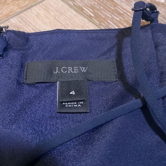 J Crew Drapey Spaghetti-strap Dress with Side-slit Navy - Picture 4 of 8